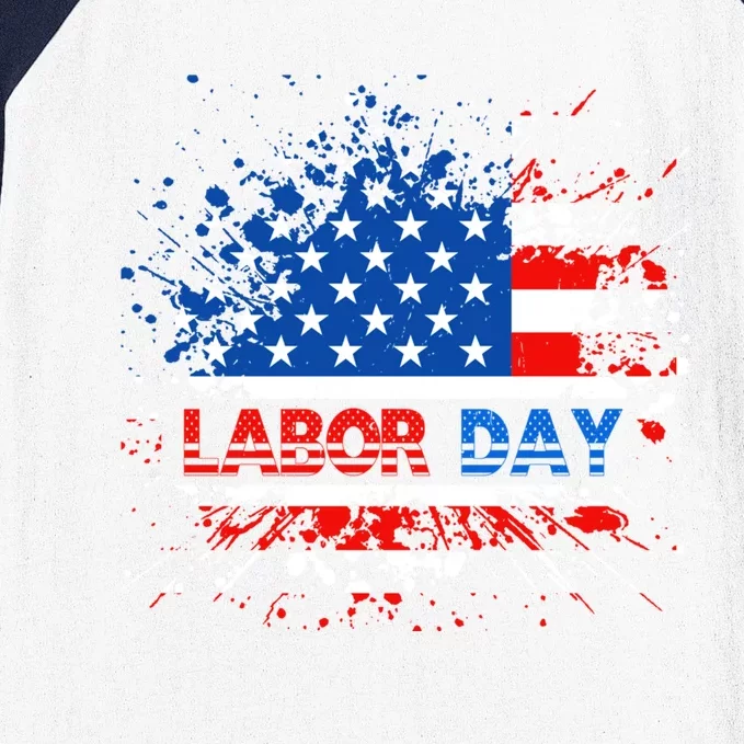 Labor Day American Flag Summer Celebration Gift Baseball Sleeve Shirt