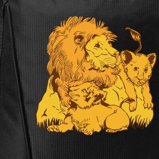 Lion Dad And Babies City Backpack