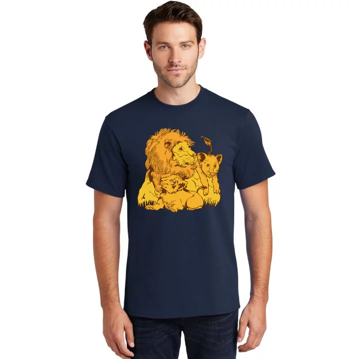 Lion Dad And Babies Tall T-Shirt