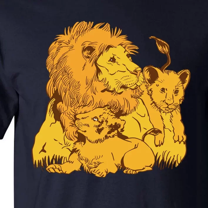 Lion Dad And Babies Tall T-Shirt