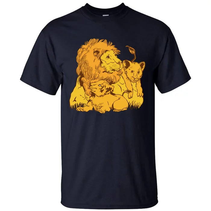 Lion Dad And Babies Tall T-Shirt