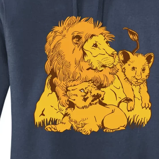 Lion Dad And Babies Women's Pullover Hoodie