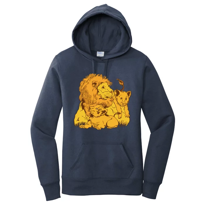 Lion Dad And Babies Women's Pullover Hoodie