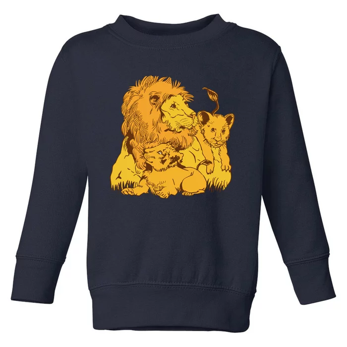 Lion Dad And Babies Toddler Sweatshirt