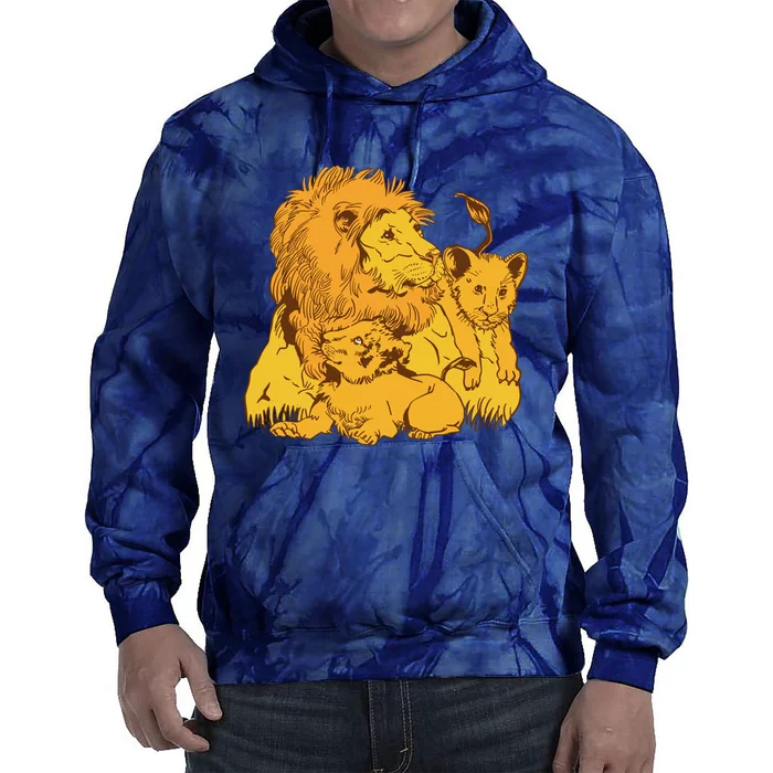 Lion Dad And Babies Tie Dye Hoodie