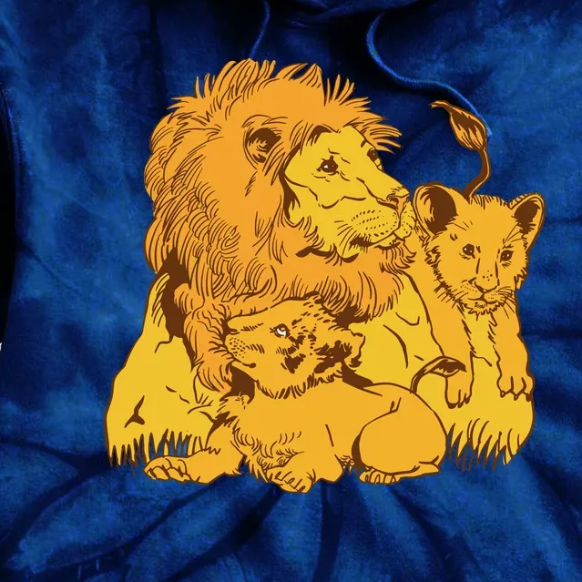 Lion Dad And Babies Tie Dye Hoodie