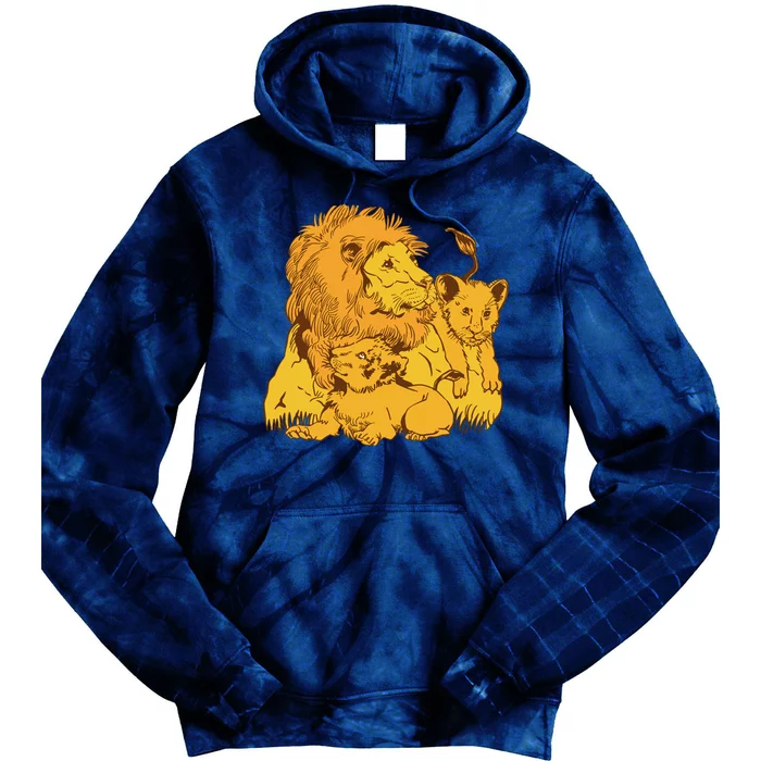 Lion Dad And Babies Tie Dye Hoodie