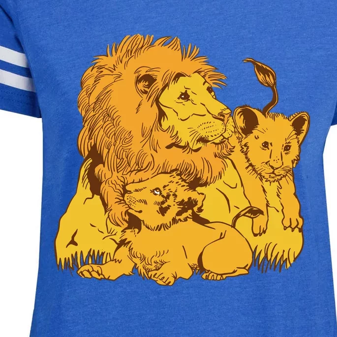 Lion Dad And Babies Enza Ladies Jersey Football T-Shirt