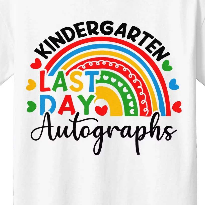 Last Day Autographs School kindergarten Rainbow Graduation Kids T-Shirt