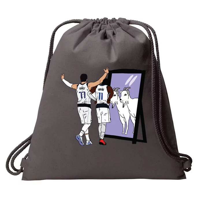 Luka Doncic And Kyrie Irving Mirror Goats Dallas Drawstring Bag