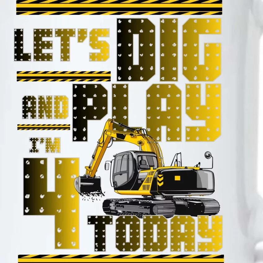 Let's Dig And Play I'm 4 Today 4th Birthday Party Excavator Black Color Changing Mug