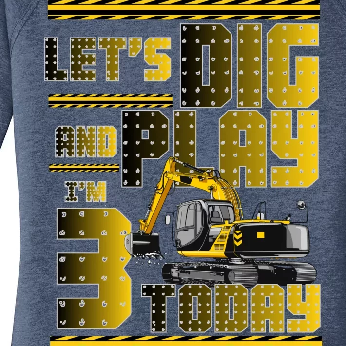 Let's Dig And Play I'm 3 Today 3rd Birthday Party Excavator Women's Perfect Tri Tunic Long Sleeve Shirt