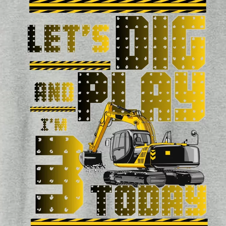 Let's Dig And Play I'm 3 Today 3rd Birthday Party Excavator Women's Crop Top Tee