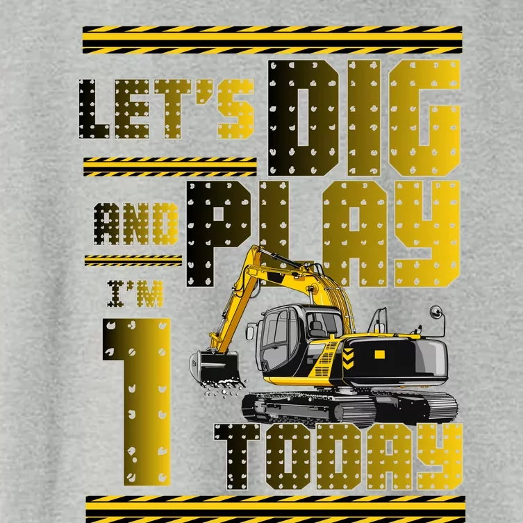 Let's Dig And Play I'm 1 Today 1st Birthday Party Excavator Women's Crop Top Tee