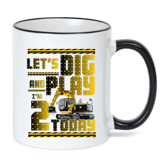 Let's Dig And Play I'm 2 Today 2nd Birthday Party Excavator Black Color Changing Mug