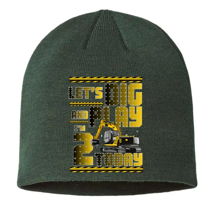 Let's Dig And Play I'm 2 Today 2nd Birthday Party Excavator 8 1/2in Sustainable Knit Beanie