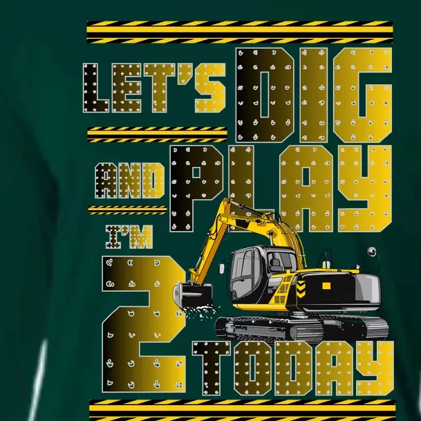 Let's Dig And Play I'm 2 Today 2nd Birthday Party Excavator Cooling Performance Long Sleeve Crew