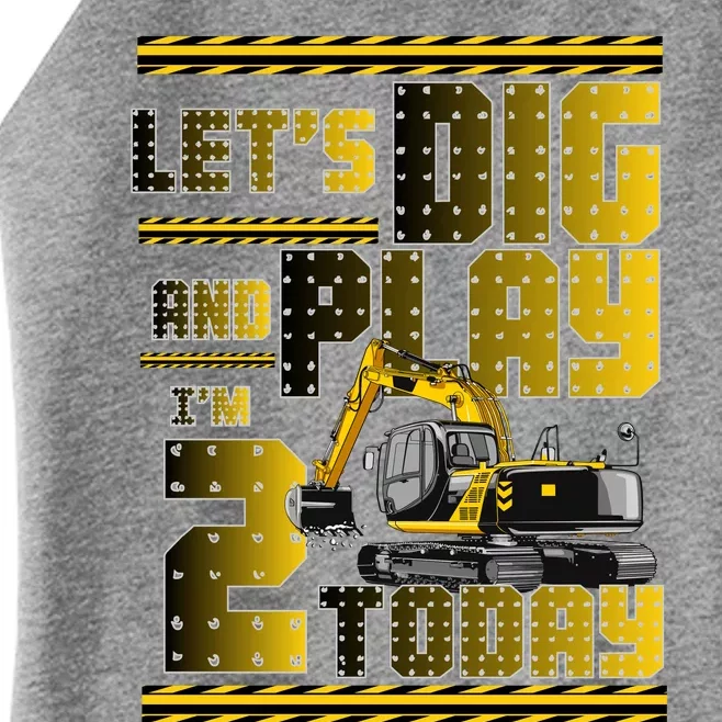 Let's Dig And Play I'm 2 Today 2nd Birthday Party Excavator Women’s Perfect Tri Rocker Tank