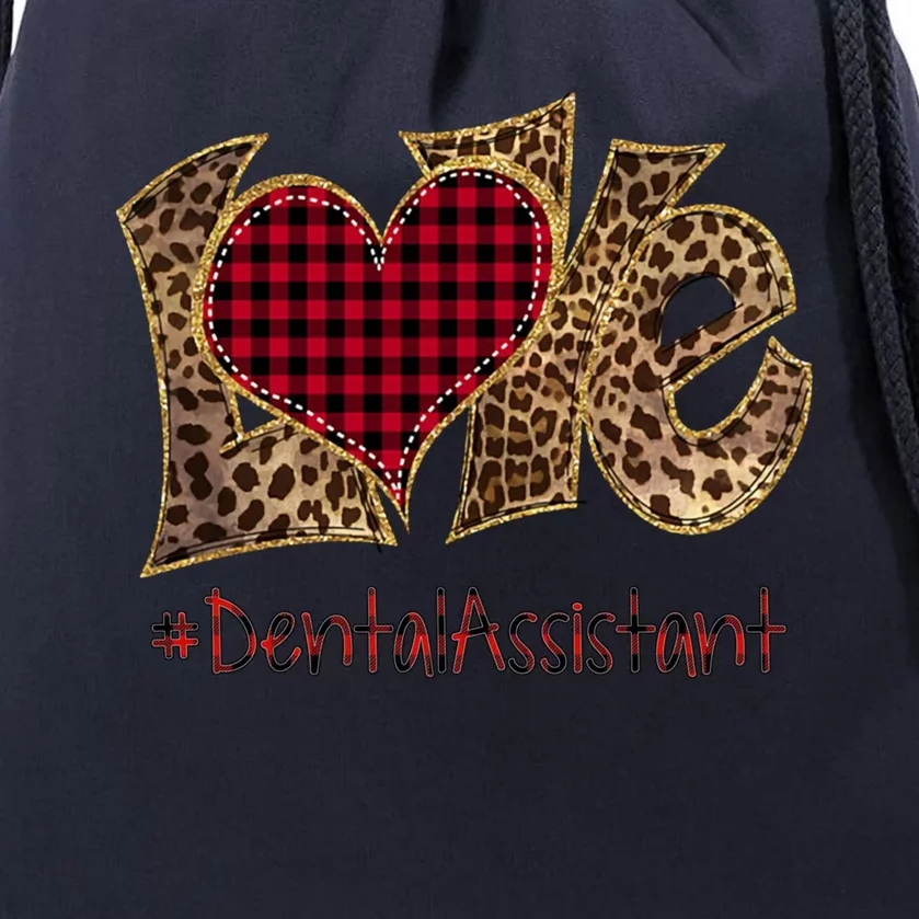 Love Dental Assistant Leopard Mixed Flannel Valentine's Day Great Gift Drawstring Bag