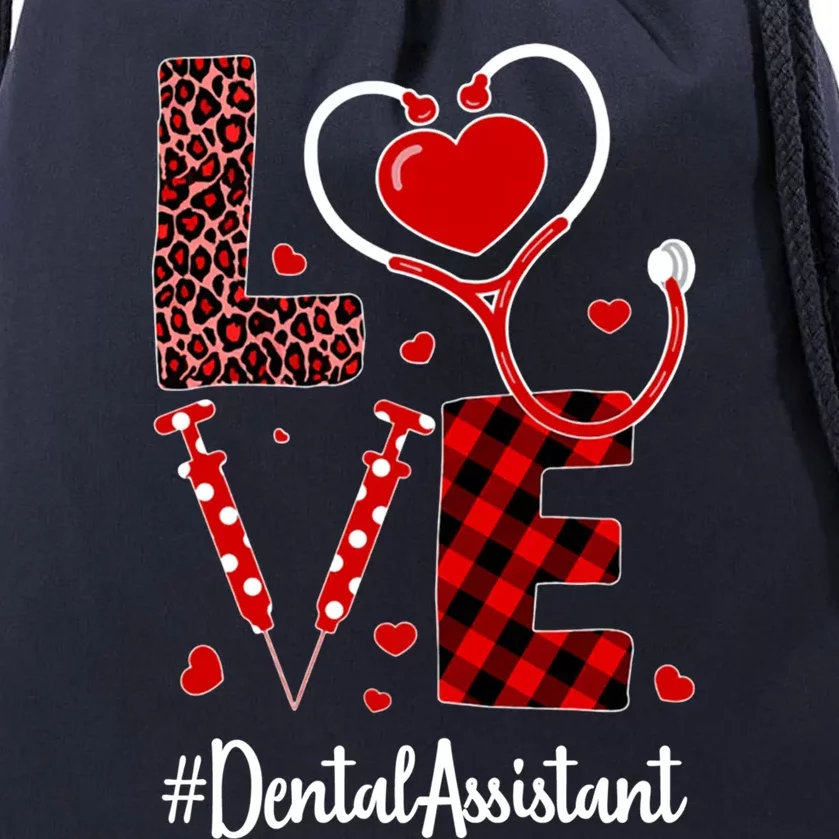 Love Dental Assistant Valentine's Day Flannel Gift Nurse Funny Gift Drawstring Bag