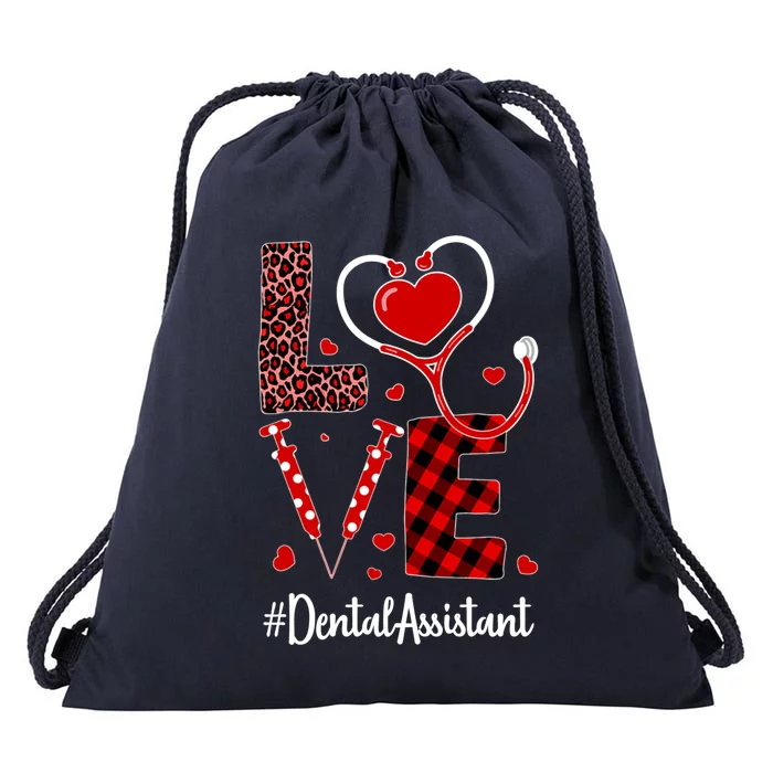 Love Dental Assistant Valentine's Day Flannel Gift Nurse Funny Gift Drawstring Bag