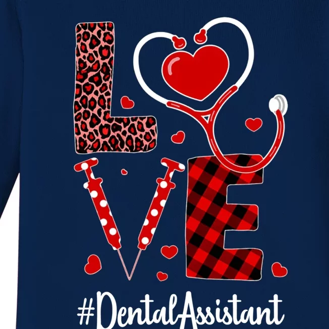 Love Dental Assistant Valentine's Day Flannel Gift Nurse Funny Gift Baby Long Sleeve Bodysuit