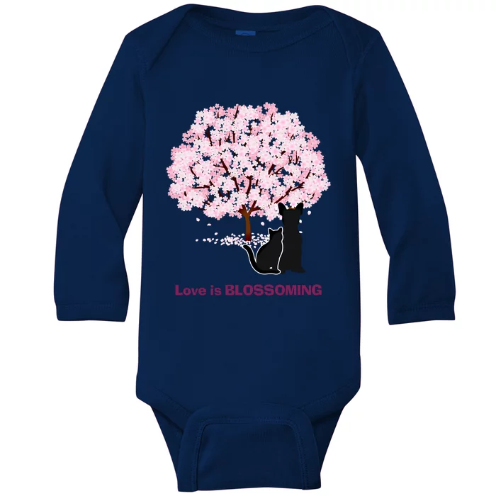 Lucky Dog Animal Rescue Cute Gift Love Is Blossoming Cool Gift Baby Long Sleeve Bodysuit