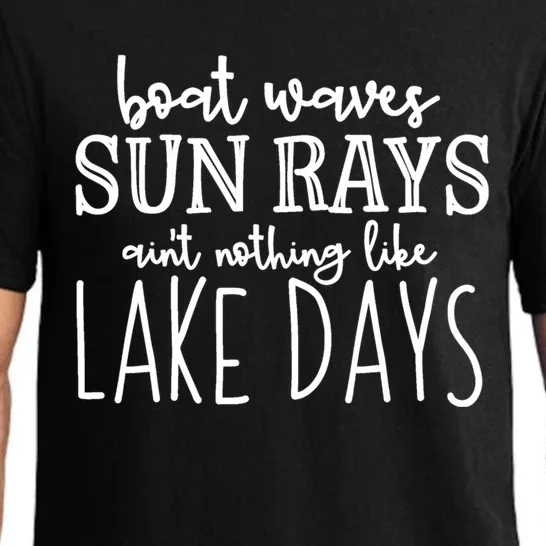 Lake Days Boat Waves Sun Rays Love Tee Gift Pajama Set