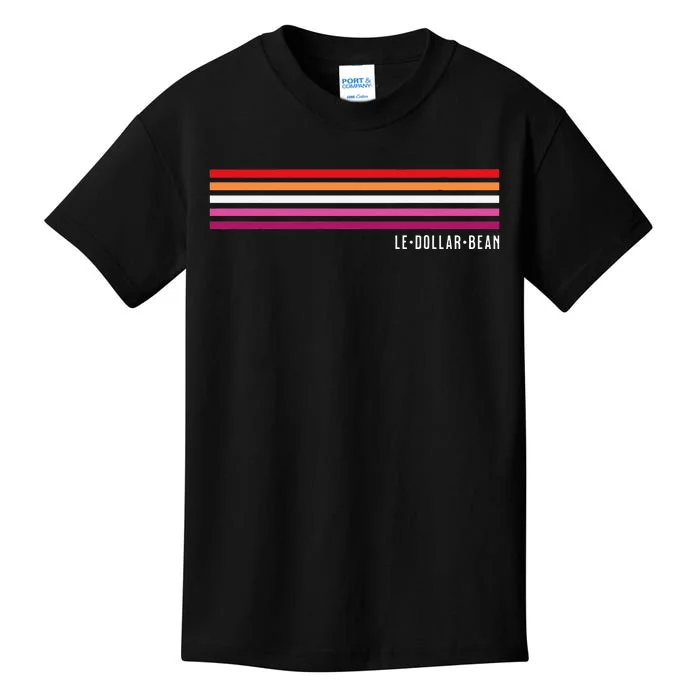 Le Dollar Bean Le$Bean Lesbian Color Flag Retro Rainbow Gay Kids T-Shirt