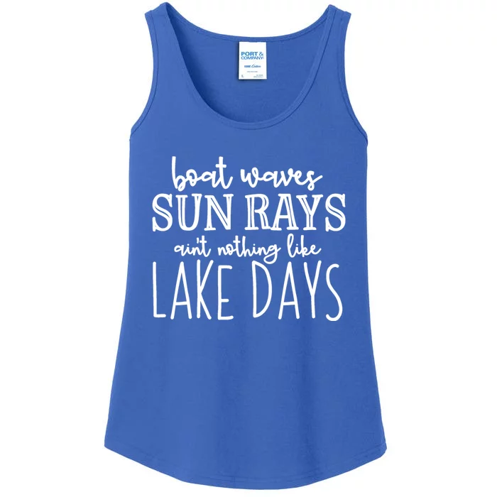 Lake Days Boat Waves Sun Rays Love Tee Great Gift Ladies Essential Tank