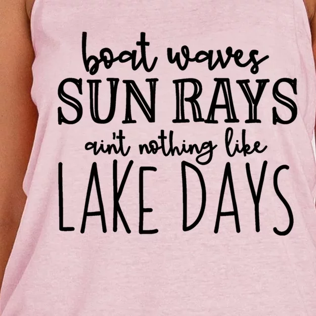 Lake Days Boat Waves Sun Rays Love Tee Great Gift Women's Knotted Racerback Tank