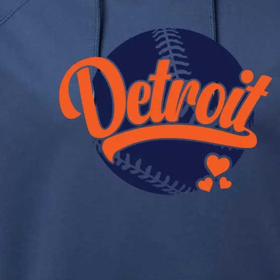 Love Detroit Baseball Performance Fleece Hoodie