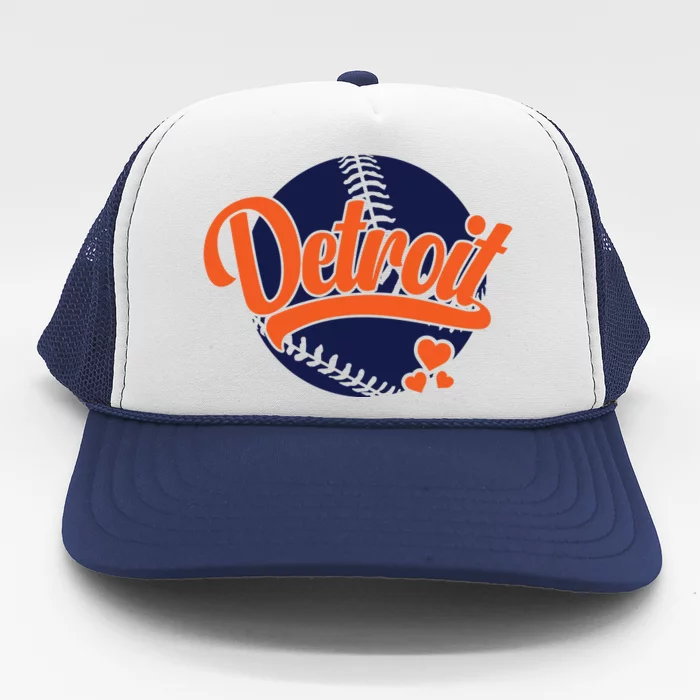 Love Detroit Baseball Trucker Hat