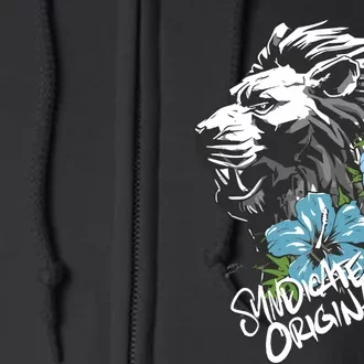 Lion Dark Blue Flowers Syndicate Full Zip Hoodie