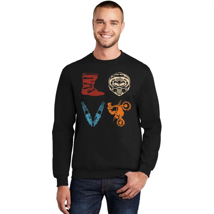 LOVE Dirt Bike Motocross Motorcycle Dirtbike Offroad Enduro Tall Sweatshirt