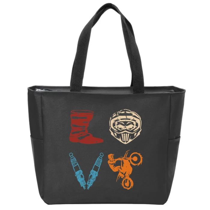 LOVE Dirt Bike Motocross Motorcycle Dirtbike Offroad Enduro Zip Tote Bag