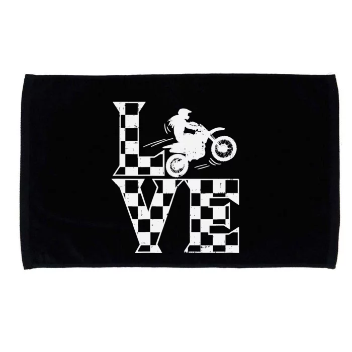 Love Dirt Bike Girl Checkered Flag Motocross Track Race Gift Microfiber Hand Towel