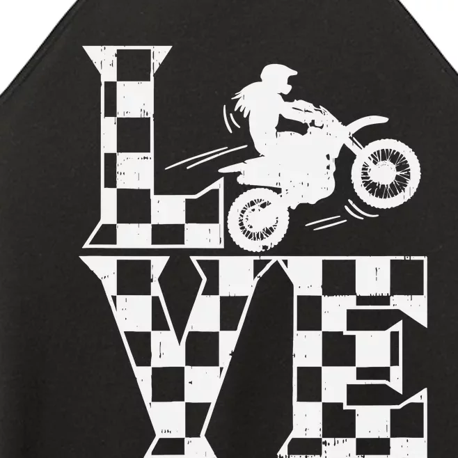 Love Dirt Bike Girl Checkered Flag Motocross Track Race Gift Women’s Perfect Tri Rocker Tank