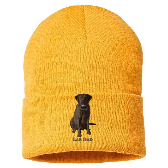 Lab Dad Chocolate Labrador Retriever Dog Lover Sustainable Knit Beanie