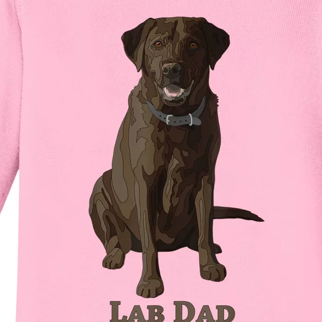 Lab Dad Chocolate Labrador Retriever Dog Lover Baby Long Sleeve Bodysuit