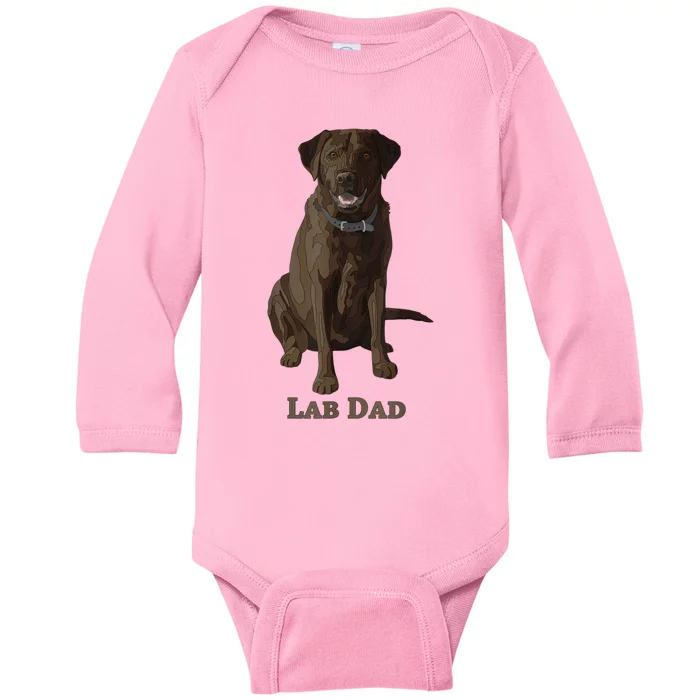 Lab Dad Chocolate Labrador Retriever Dog Lover Baby Long Sleeve Bodysuit