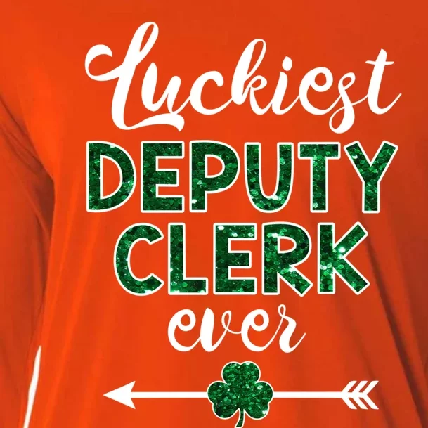 Luckiest Deputy Clerk Ever Gift Funny St Patrick's Day Gift Cooling Performance Long Sleeve Crew