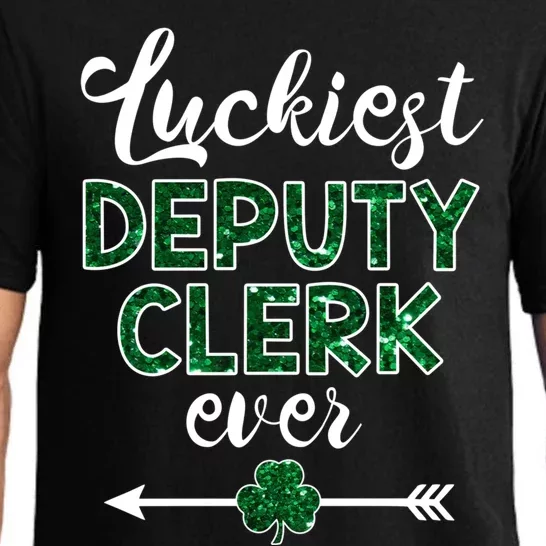 Luckiest Deputy Clerk Ever Gift Funny St Patrick's Day Gift Pajama Set