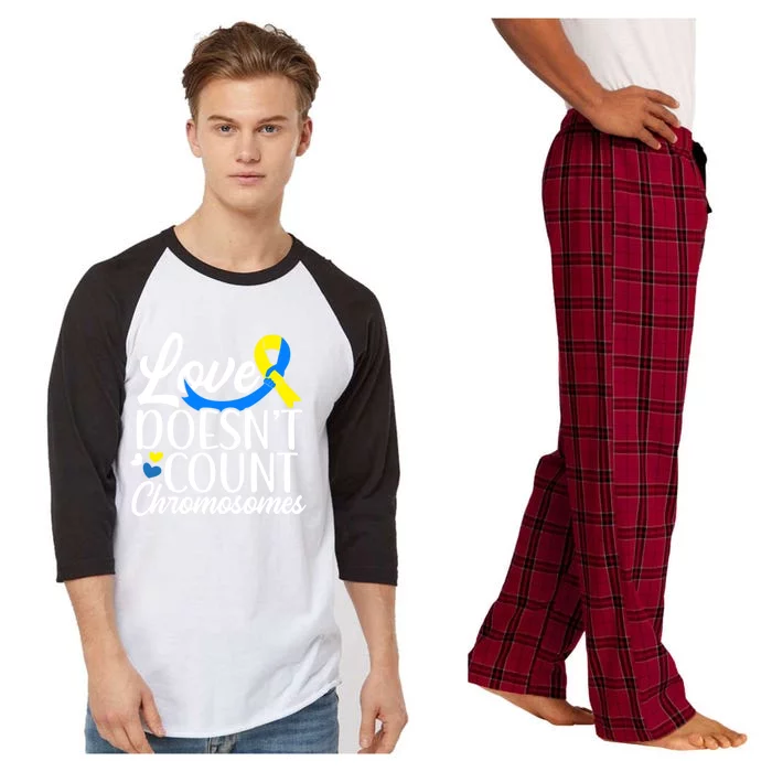 Love Doesn't Count Chromosomes Down Syndrome Support Cool Gift Raglan Sleeve Pajama Set