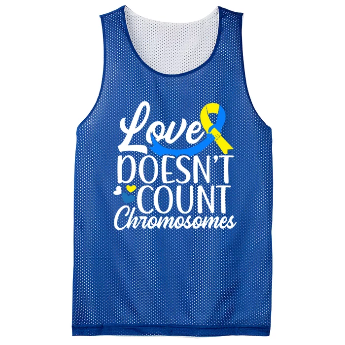 Love Doesn't Count Chromosomes Down Syndrome Support Cool Gift Mesh Reversible Basketball Jersey Tank