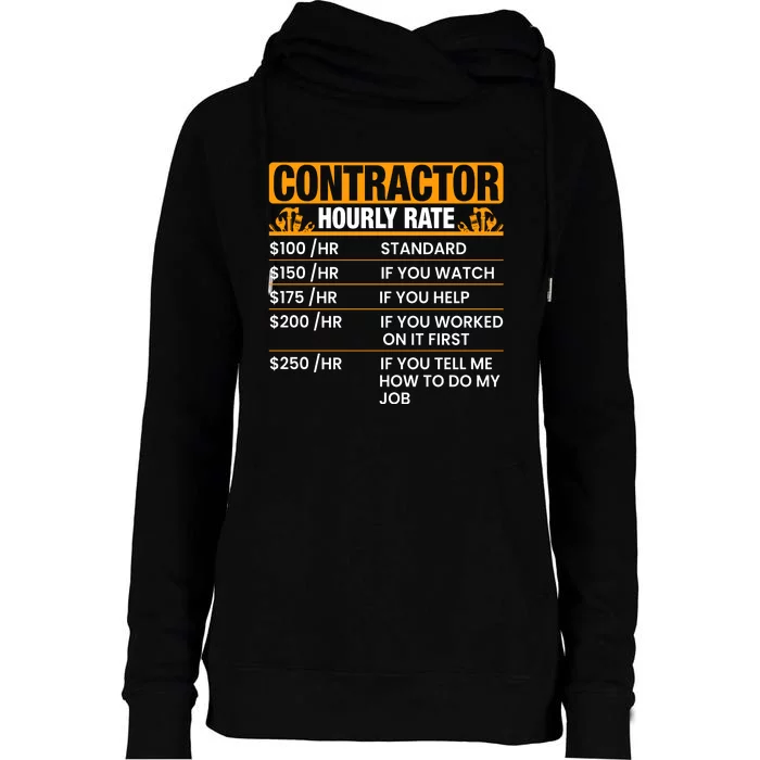 Labor Day Contractor Hourly Rate Graphic Womens Funnel Neck Pullover Hood