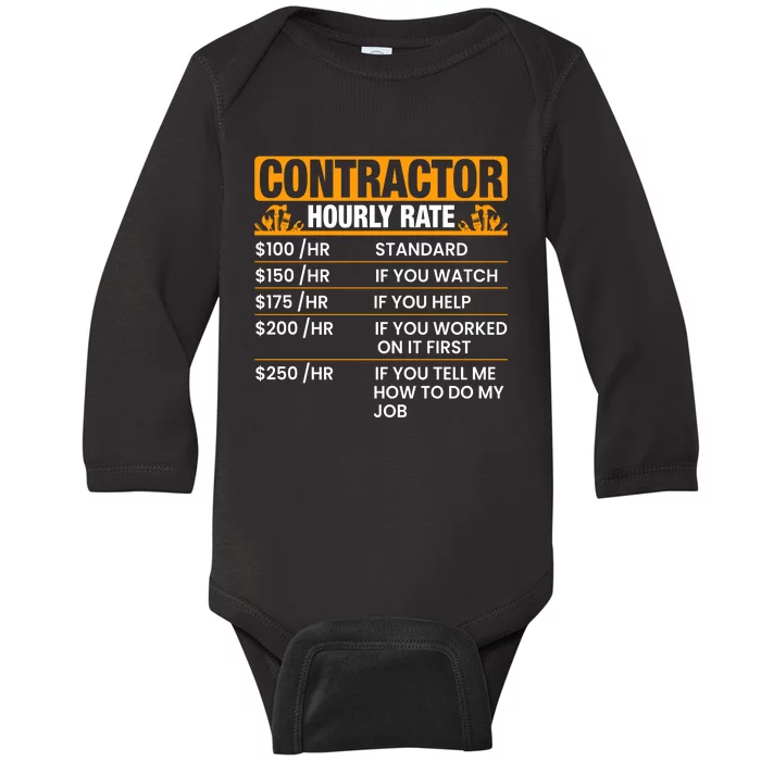 Labor Day Contractor Hourly Rate Graphic Baby Long Sleeve Bodysuit