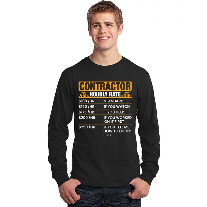 Labor Day Contractor Hourly Rate Graphic Tall Long Sleeve T-Shirt