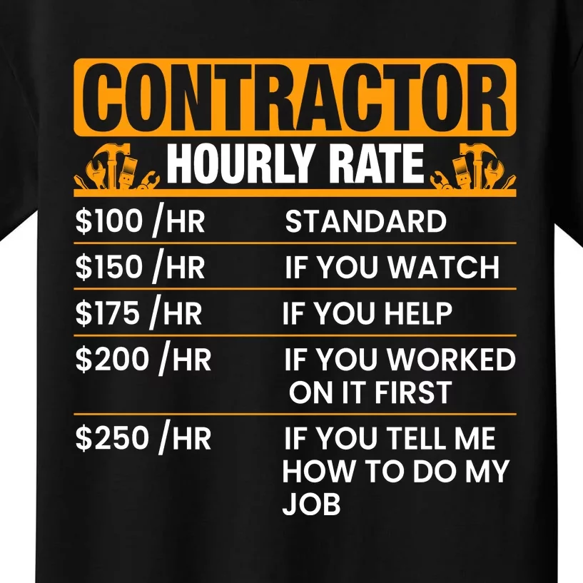 Labor Day Contractor Hourly Rate Graphic Kids T-Shirt