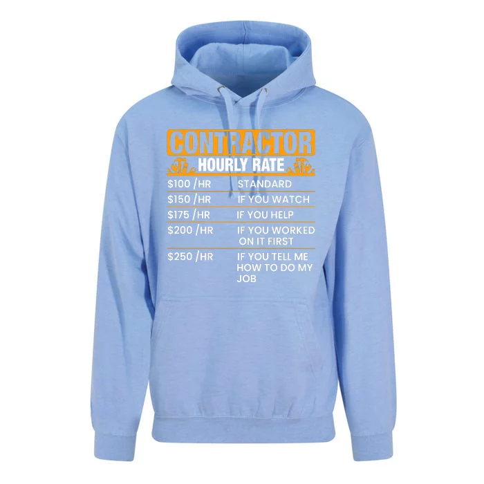 Labor Day Contractor Hourly Rate Graphic Unisex Surf Hoodie